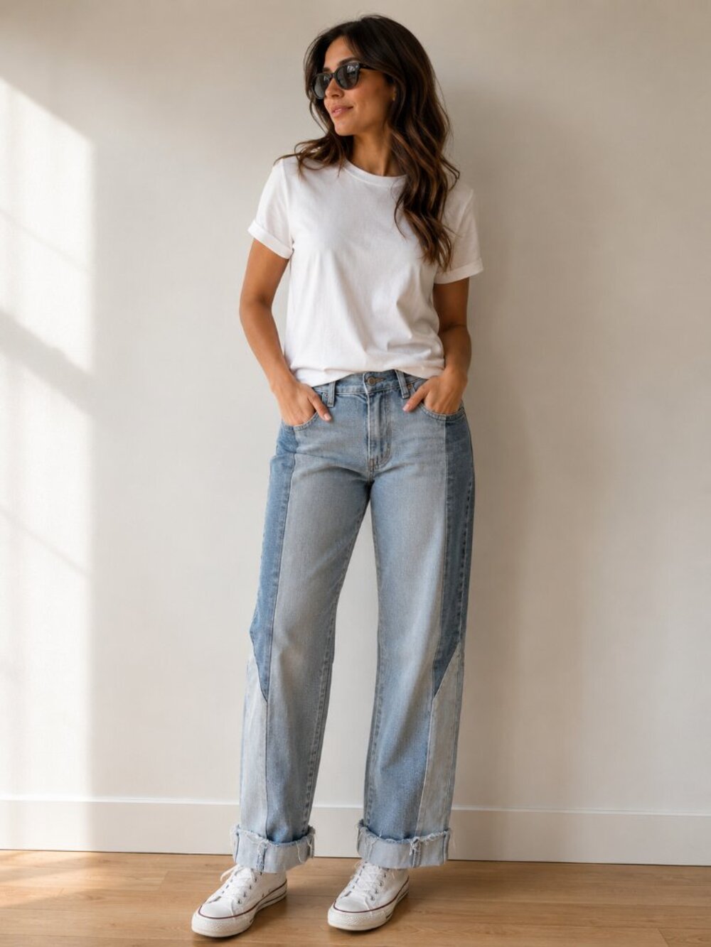 Levi's Highrise Straight Two-Tone Light Blue Leg Jeans